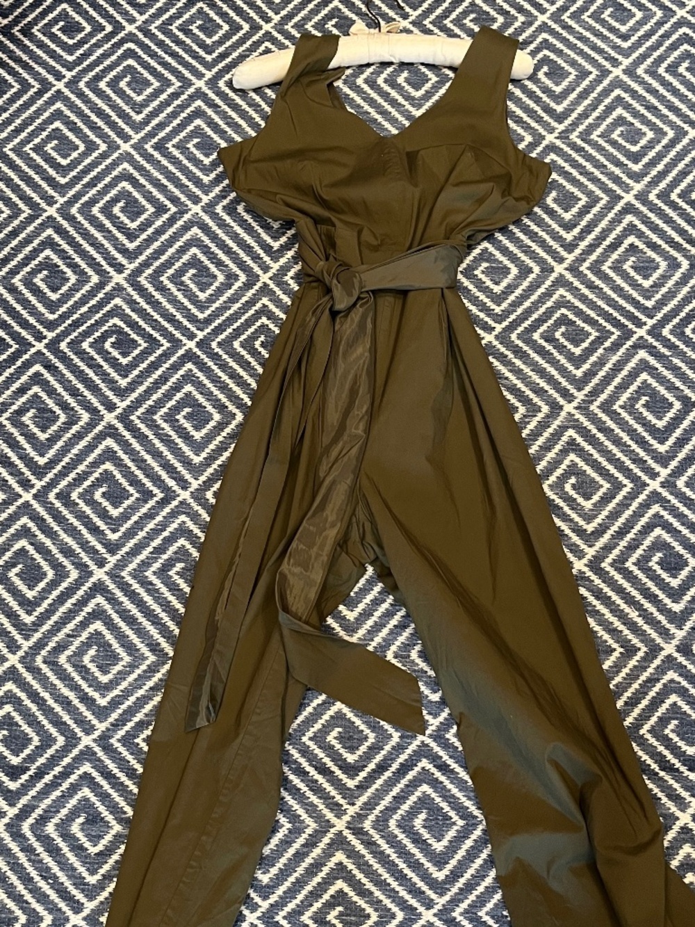 J.Crew Tie-Waist Crop Wide-Leg Jumpsuit in Olive Sz 8